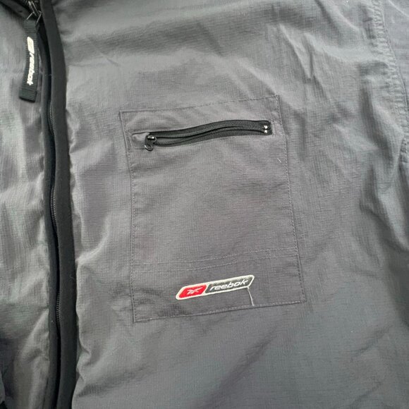 Reebok Full Zip Nylon Jacket Gray Pockets Long Sleeve w Logo Large Men’s - Picture 6 of 10